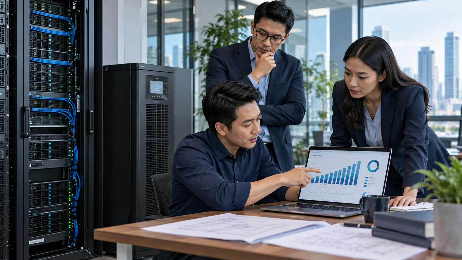 Tim IT menghitung kapasitas UPS untuk perangkat kantor dan server